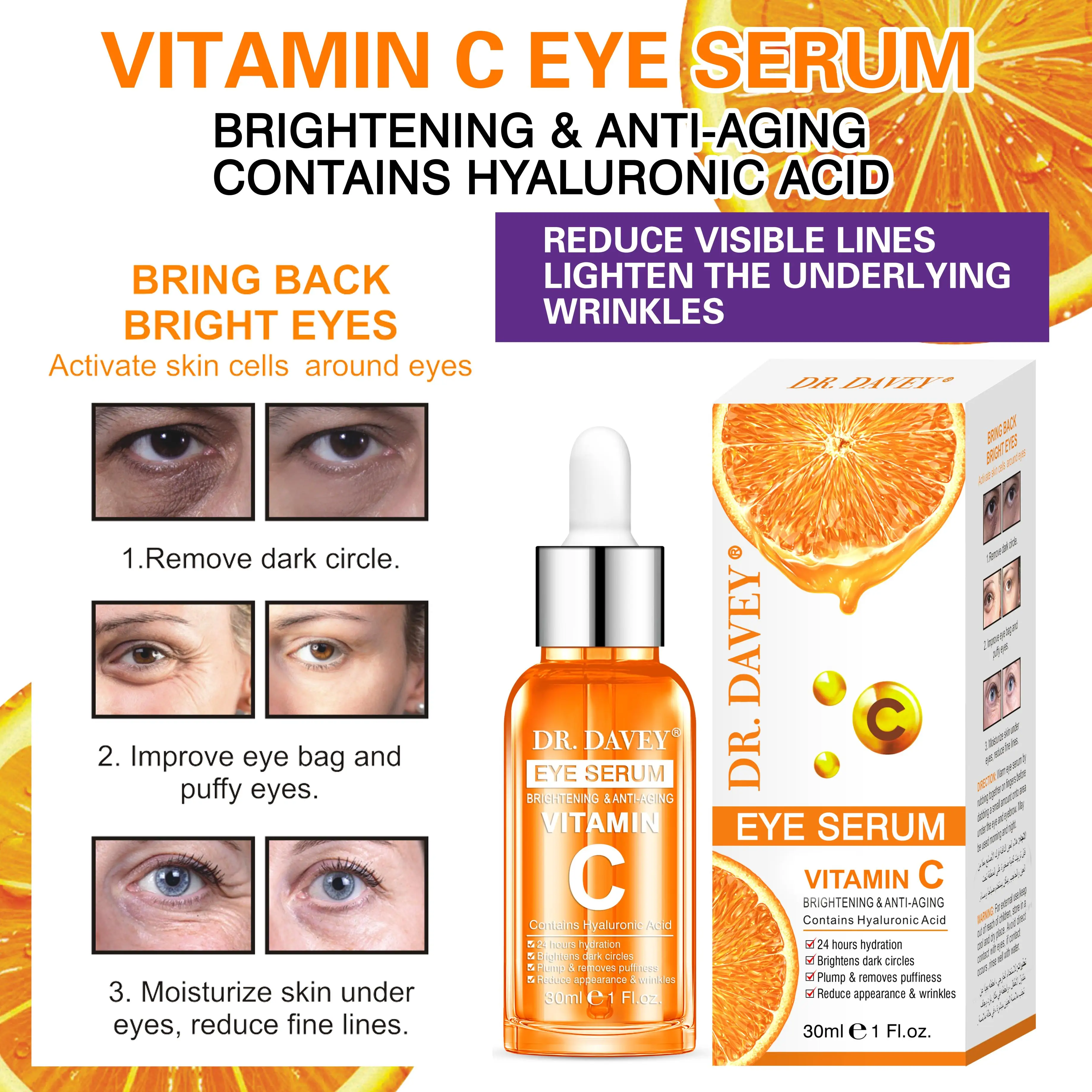 DR.DAVEY  Vitamin C eye  serum   Perfect Moisturizing  brightening Anti-Aging 30ml