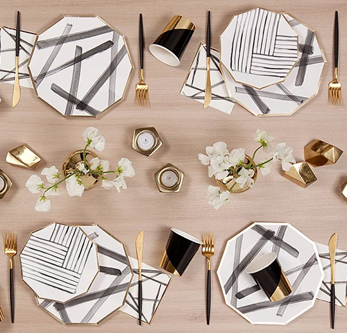 3ply Paper Cocktail Napkins Disposable Paper Party Napkins in Colorblock Designs for Dinner Celebration Party 25x25cm 16pcs