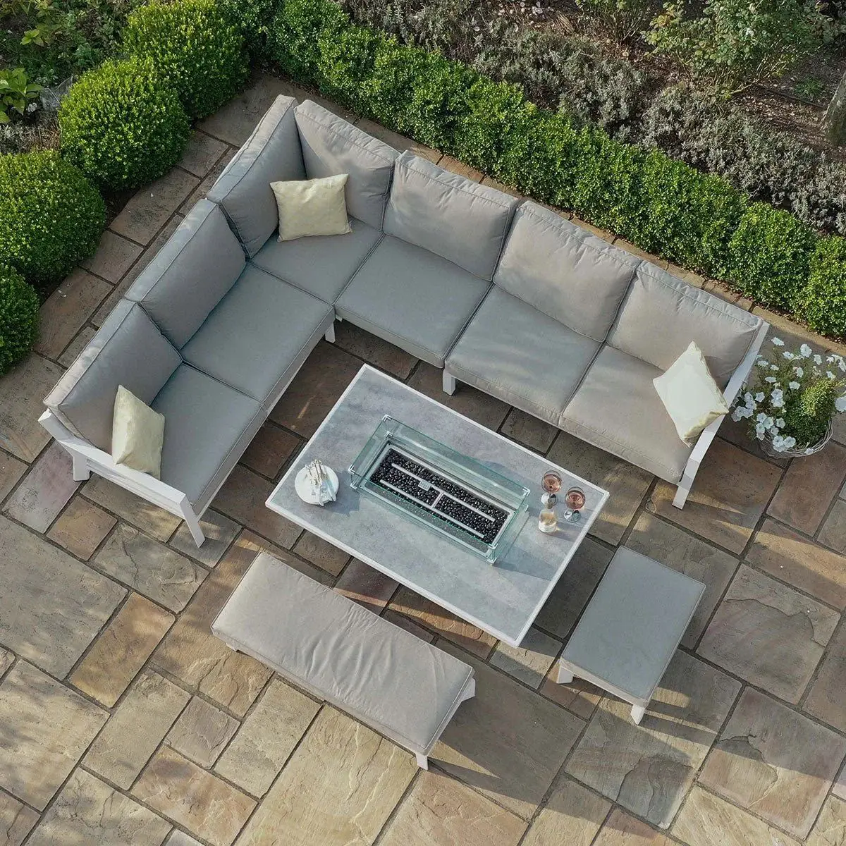 luxury Aluminum garden sofa outdoor rope furniture set Aluminum Barbecue table