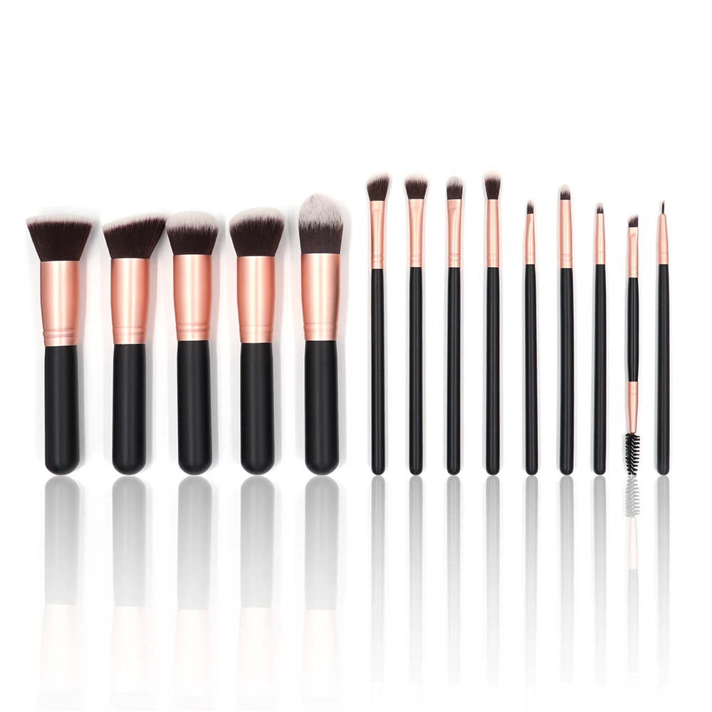 14  Piece Hot sale Makeup brushes private label Blush Eyeshadow Matte Rose gold aluminum tube Makeup brush