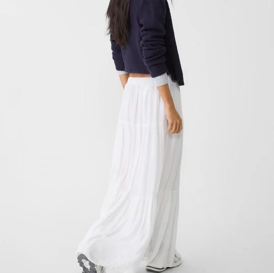 Custom Wholesale Casual Maxi Long White Boho Skirt For Women