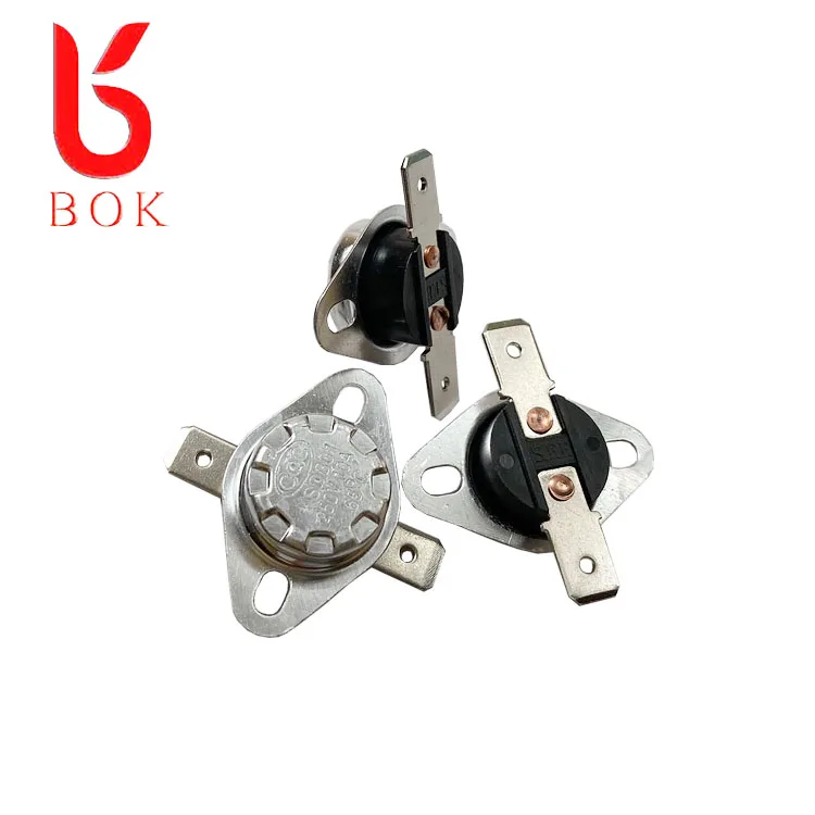 KSD301/302 bimetal thermostat 50c 10A normally closed flat foot fixed ring thermal switch over temperature switch