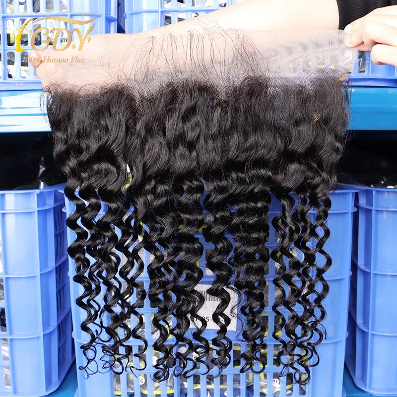 Deep Curly 13*4 frontal lace closure Thin hd lace frontal wig raw indian hair 13x4 13x6 hd lace frontal