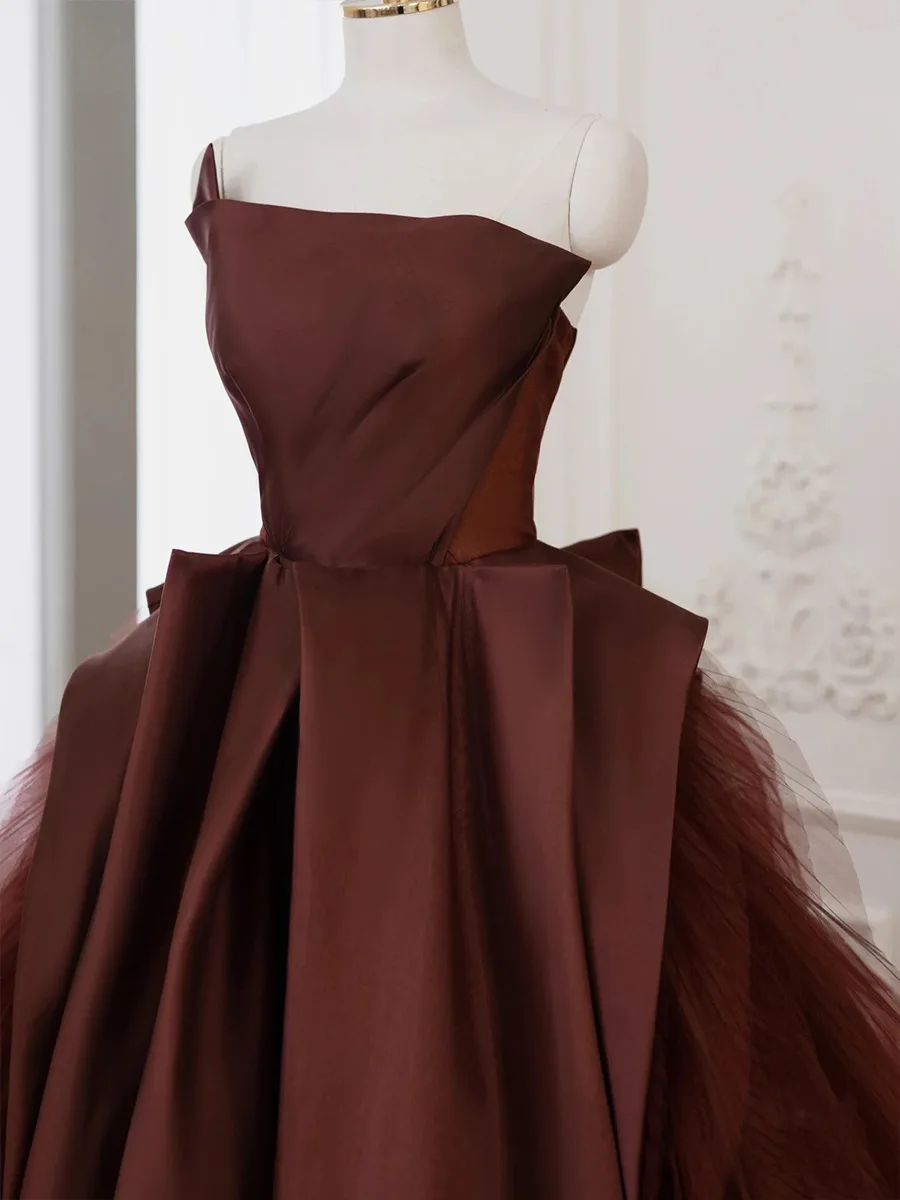2024 Coffee Color New Design Puffy Chocolate Bridal Wedding Banquet Performance Dresses