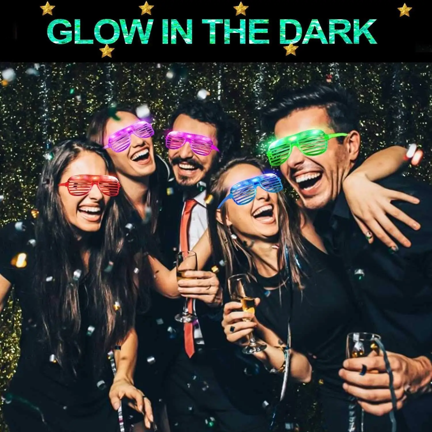 LED Glasses Party Favors 6 Colors Light Up Glasses Glow Party Supplies Shutter Shades Glow Sticks Glasses Neon Party Sunglasses