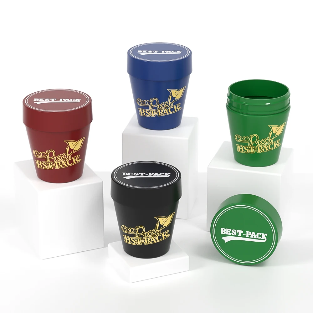 Colored Pet Candy Packaging Plastic Round Container Childproof Cap Plastic Gummy Candy Packaging Jar