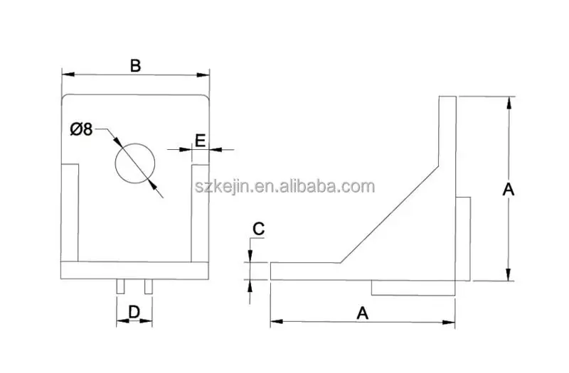 Hardware Aluminum Profile Fasteners 20/30/40 L Shaped Metal Bracket Used For Aluminium Profiles