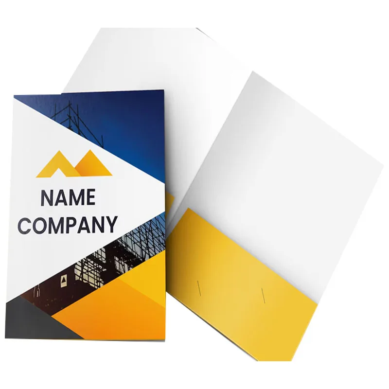 Factory Direct Custom Logo Printing Paper Document Presentation File Folders A4 Company File Folders with Pockets