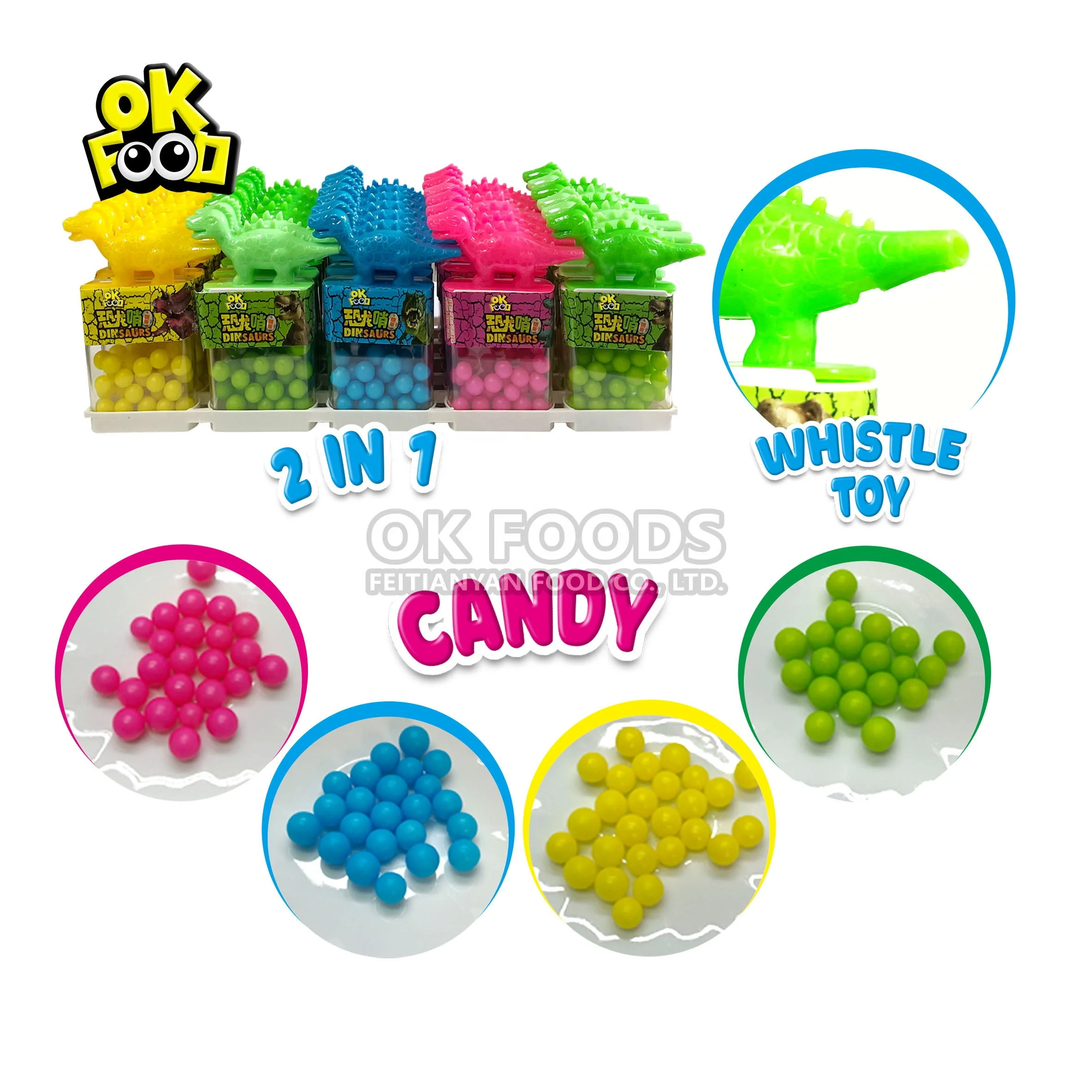 Explosive high-quality two-in-one dinosaur whistle toy plus colorful candies  No.1016