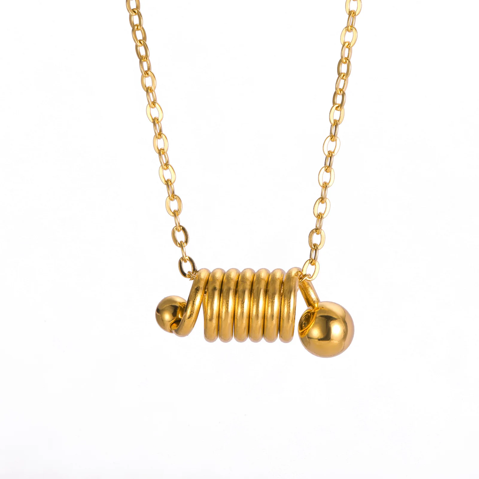 Creative Stainless Steel Necklace Spring Shape Pendant Necklaces for Women Gold Color Party Outdoor Accessories Jewelry Gift