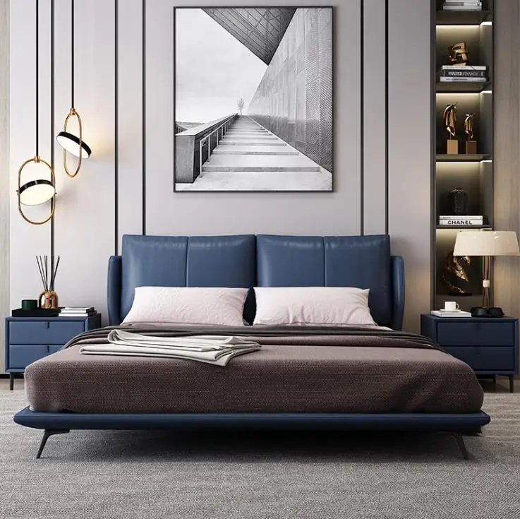 AJJ WH762Italian minimalist size apartment living room full furnished bedroom wholesale modern advanced simple double bed