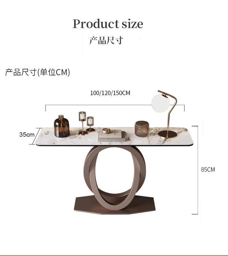 quality Stainless Steel Marble Topped Entrance Foyer Home Hotel Console Table Gold furniture