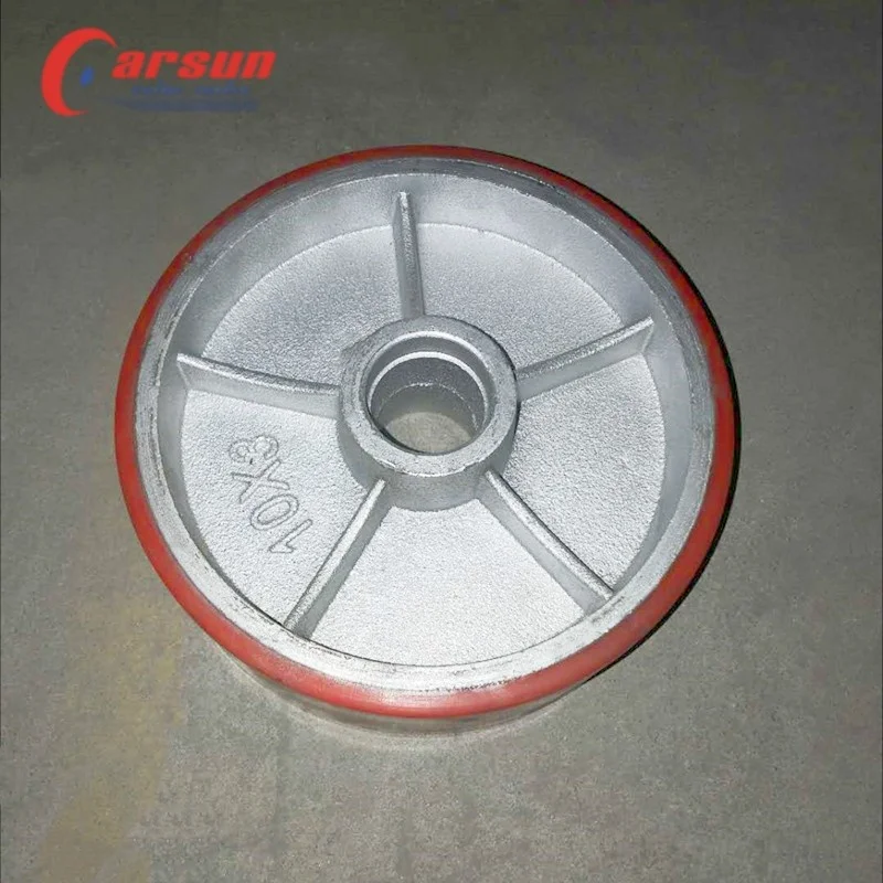 Professional Factory 8inch Yellow cast iron core polyurethane wheel trolley wheels material cart PU wheel