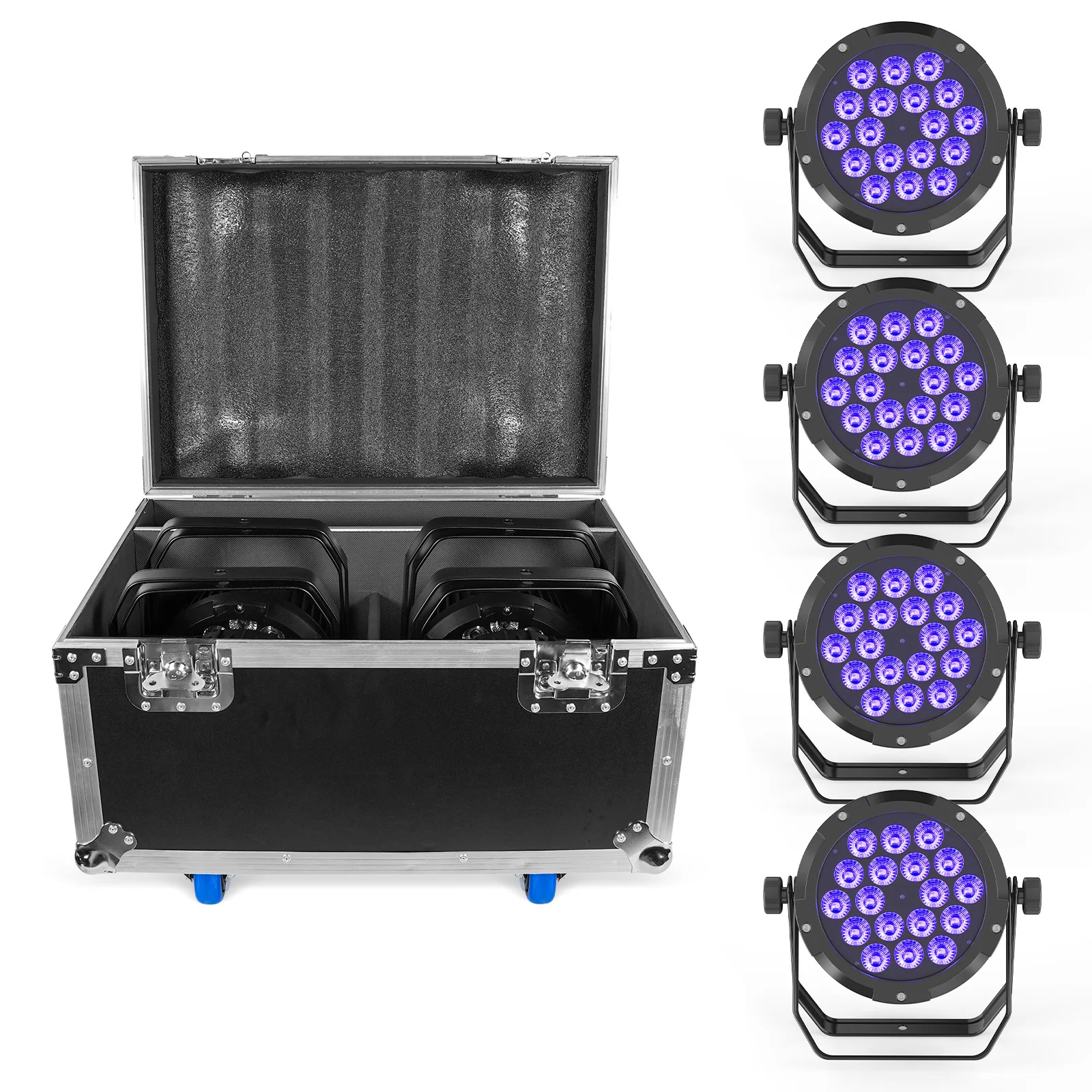 4pcs With Flight Case RGBWA UV 150W IP67 Waterproof Led Par Lights Disco Dj Hall Party Bar Event Outdoor RGB Stage Par Light