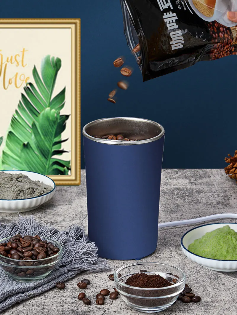 One-touch Push-Button Stainless Steel Spice Grinder for Herb Peanut Grains Beans Coffee Grinder Electric