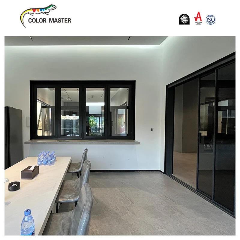 Soundproof Accordion Office Grey Interior Energy Saving Double Glazed Sliding Bi Folding Window