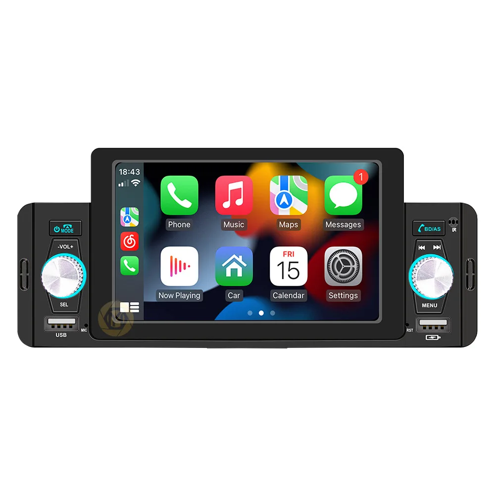 Factory hot sale 1 Din 5.1' Touch Screen MP5 Car Radio Video BT Music Stereo Support Carplay Android Auto