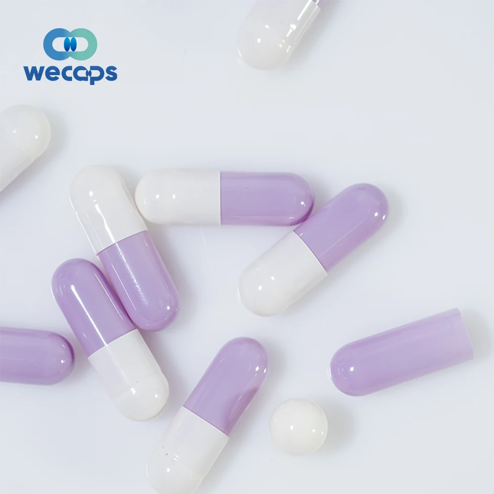 Wecaps Custom Color Calcium Carbonate Vegetarian Capsules 2# Purple Vegetable Capsules Empty Cellulose Capsules