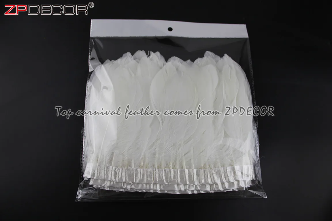 ZPDECOR Wholesale Stock White Goose Nagoire and Satinettes Feather Trim for Carnival Butterfly Wings Costume