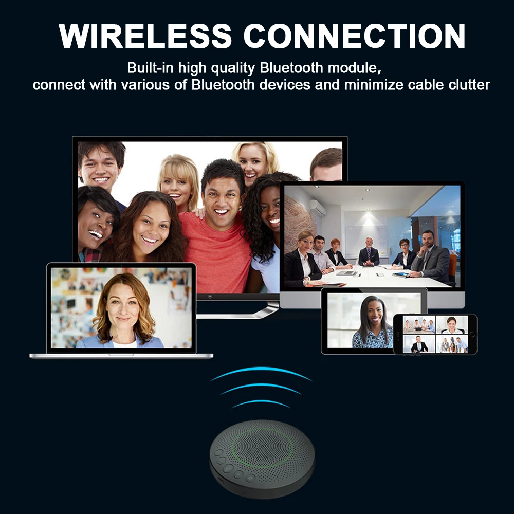 Desktop Omnidirectional Wireless USB Microphone HD Video Conference Speakerphone with High Quality Speaker