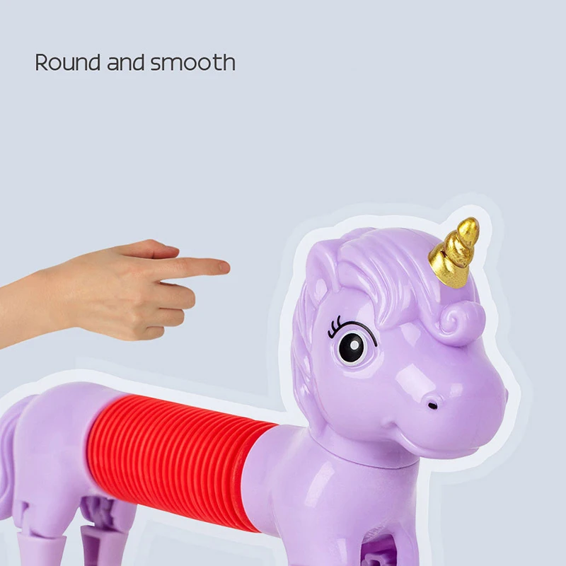 Hot Sell Stress Relief Giraffe Plastic Tube Sensory Stretch Fidget Pipe Toys Spring Giraffe Stress Relief Tube