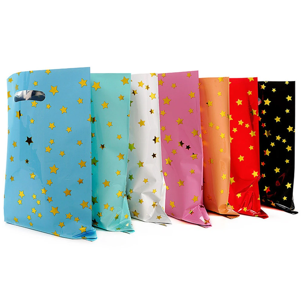 Wholesale Color Beauty Plastic Shopping Bags with Handle Personal General Clothes Gift Packaging Bag Convenient Pouch