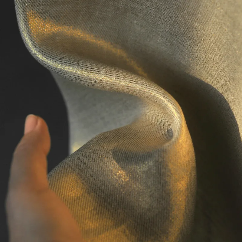 
Silver 100% Pure Linen Fabric Bronzing Thick Outerwear Fabric Gold for Dress Suit 