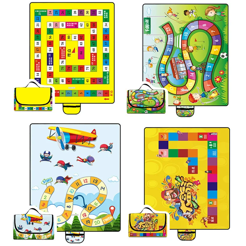 Wholesale Customized Flying Chess Folding Waterproof Blanket for Outdoor Camping Oxford Cloth Damp Proof Grass Mat