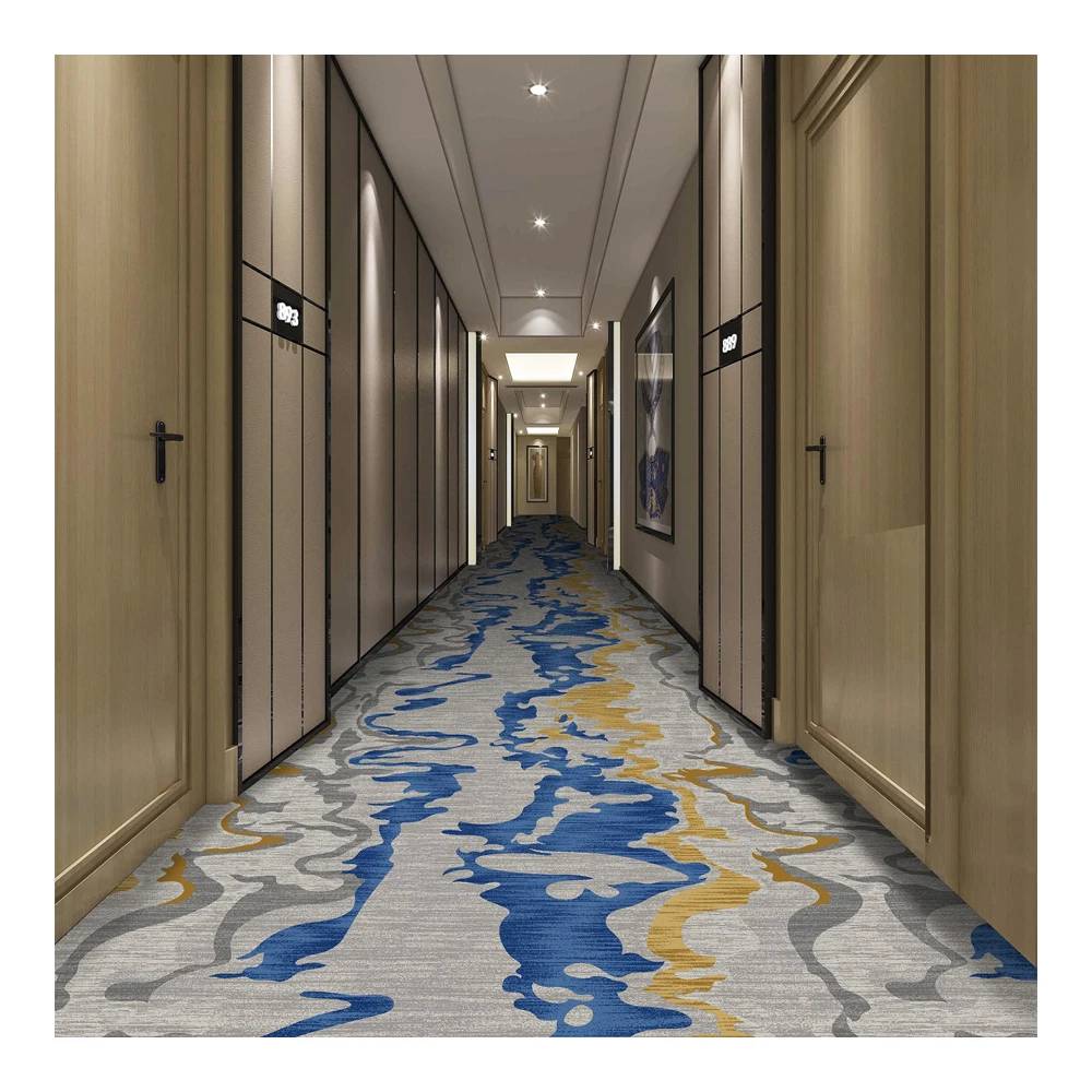 Manufacture Customized Modern Nylon Printed Anti-Slip Carpet Roll Wholesale Teppich Passage Floor Carpet For Hotel Corridor