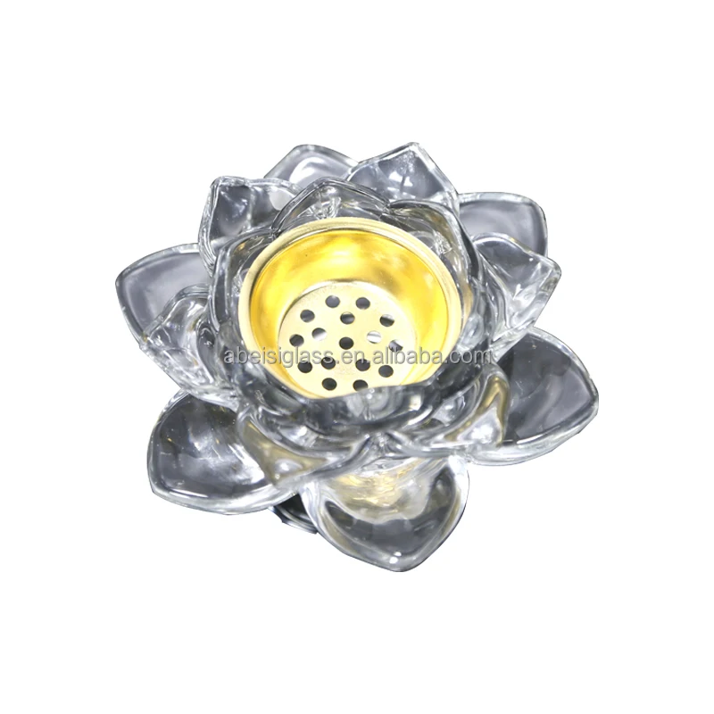 Arabian Crystal Glass Aromatherapy Incense Burner Clear Transparent Lotus Shaped Censer Incense Burner Holder For Home Decor