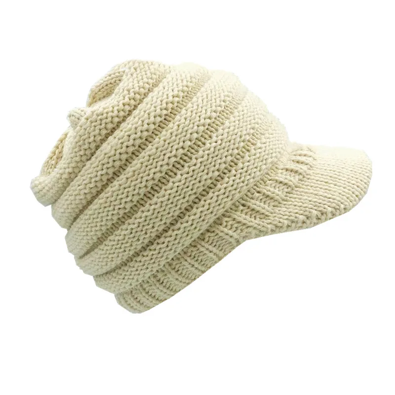 Wholesale Custom Winter Visor Knit Caps Hat for Women