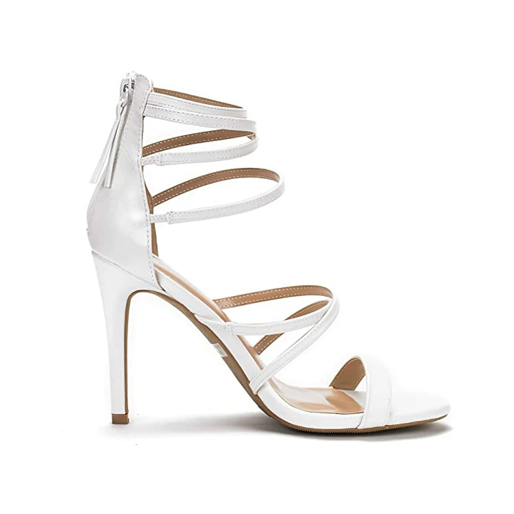 Luxury Ladies Stilettos High Heel Leather Pumps Glitter Open Toe Sandals Thin Strap Height Increasing Feature Ankle Strap Type