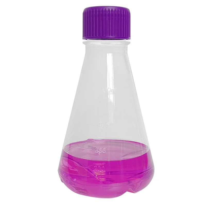 Laboratory Medical Conical PC Plastic Erlenmeyer Shake Flask with Baffled Bottom 125ml 250ml 500ml 1000ml