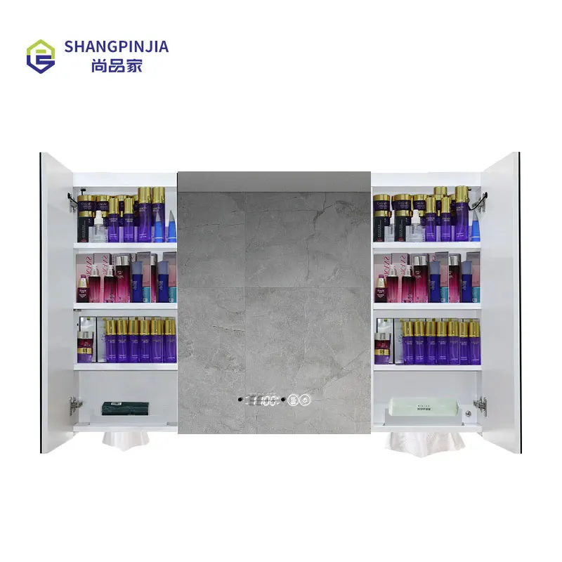 European style stainless steel bathroom cabinets and mirror cabinet with bathroom mirror function