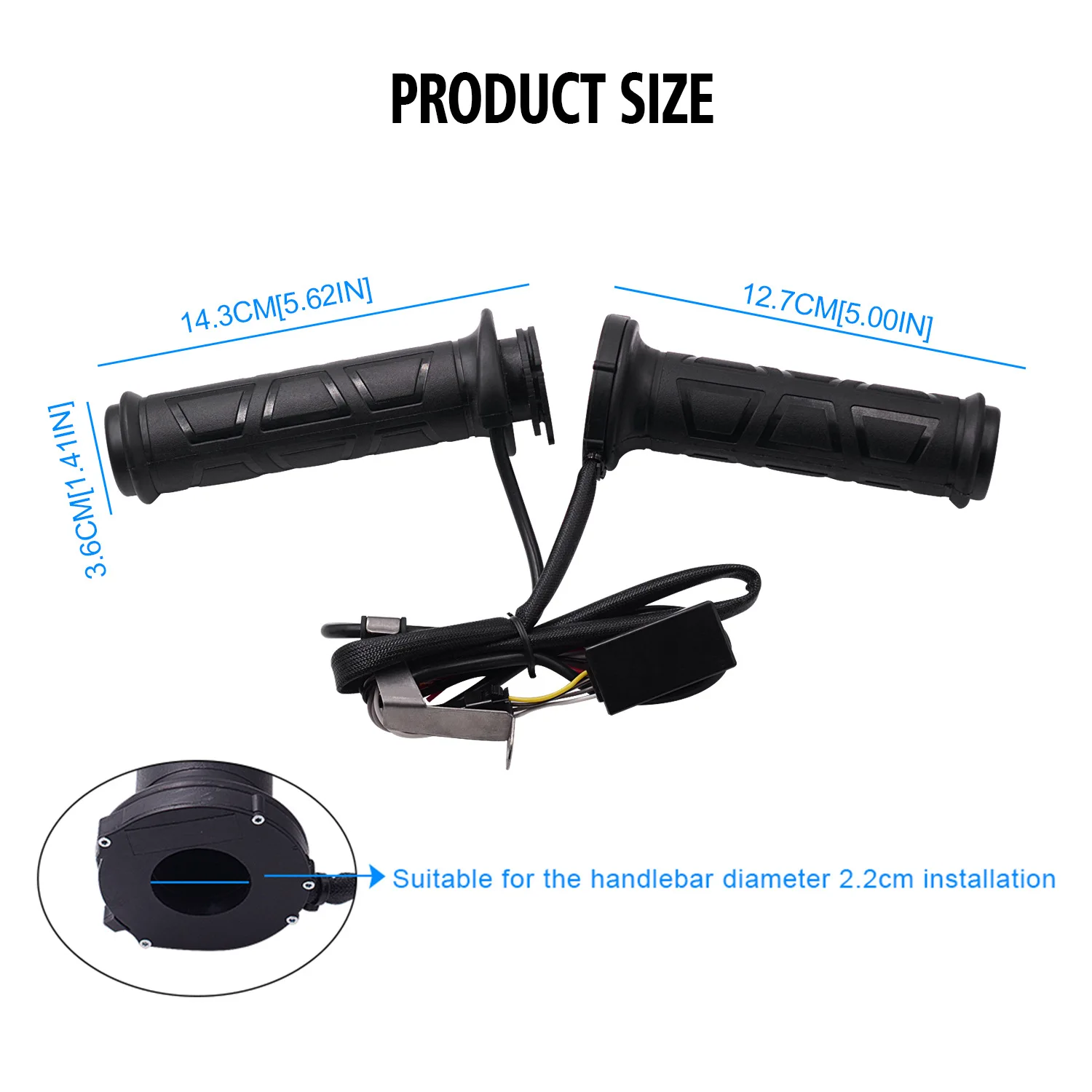 Motorcycle electric heated handlebars 12V multi-speed temperature adjustable grip heating black electric bicycle accessories