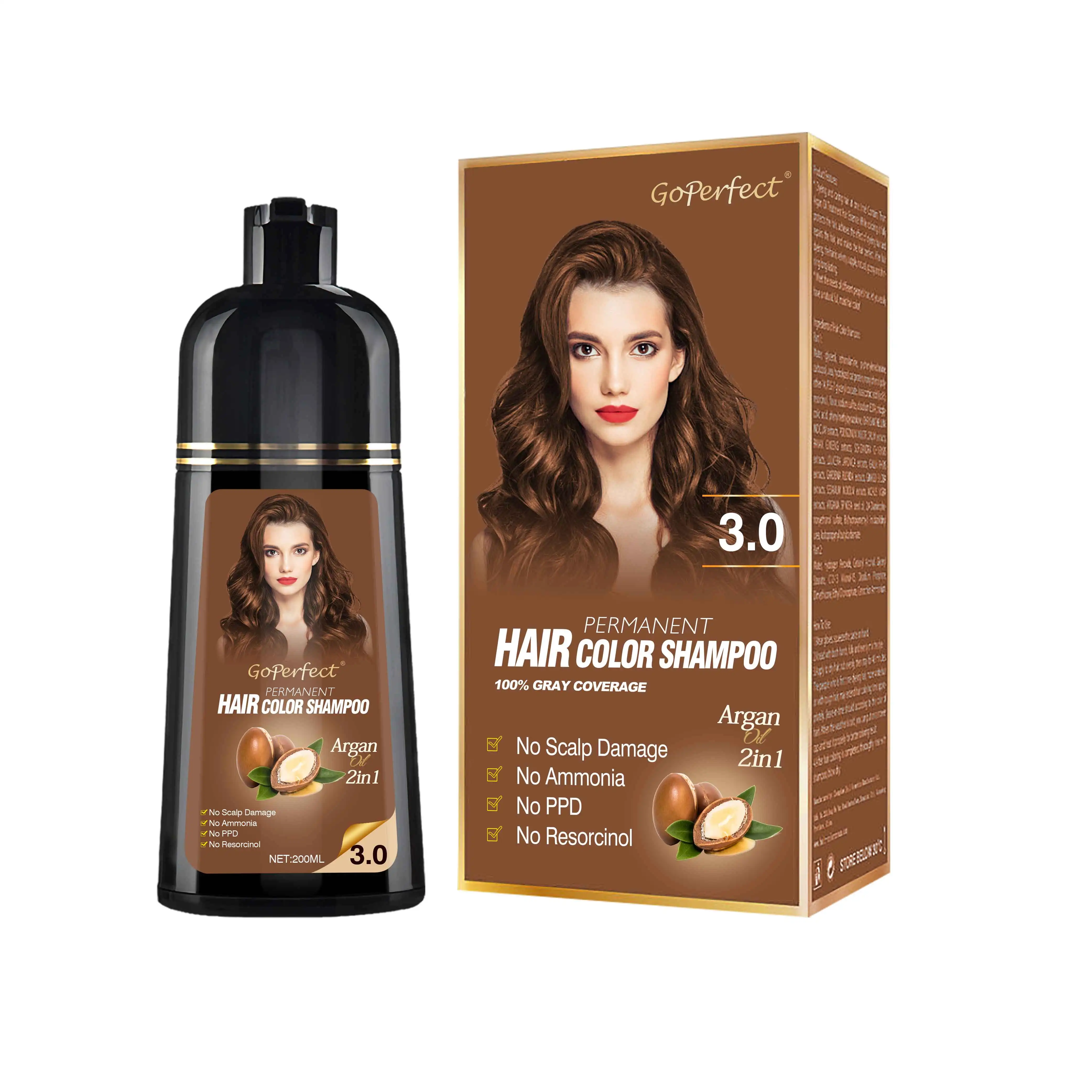 Hot Selling Hair Color Dye Shampoo Long Last Hair Color Shampoo Ammonia Free Hair Dye Shampoo For Men &  Women