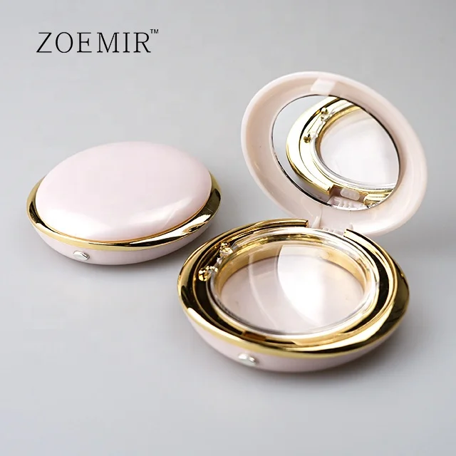 Sweet pink girl round compact powder container zoemir blush powder case packaging