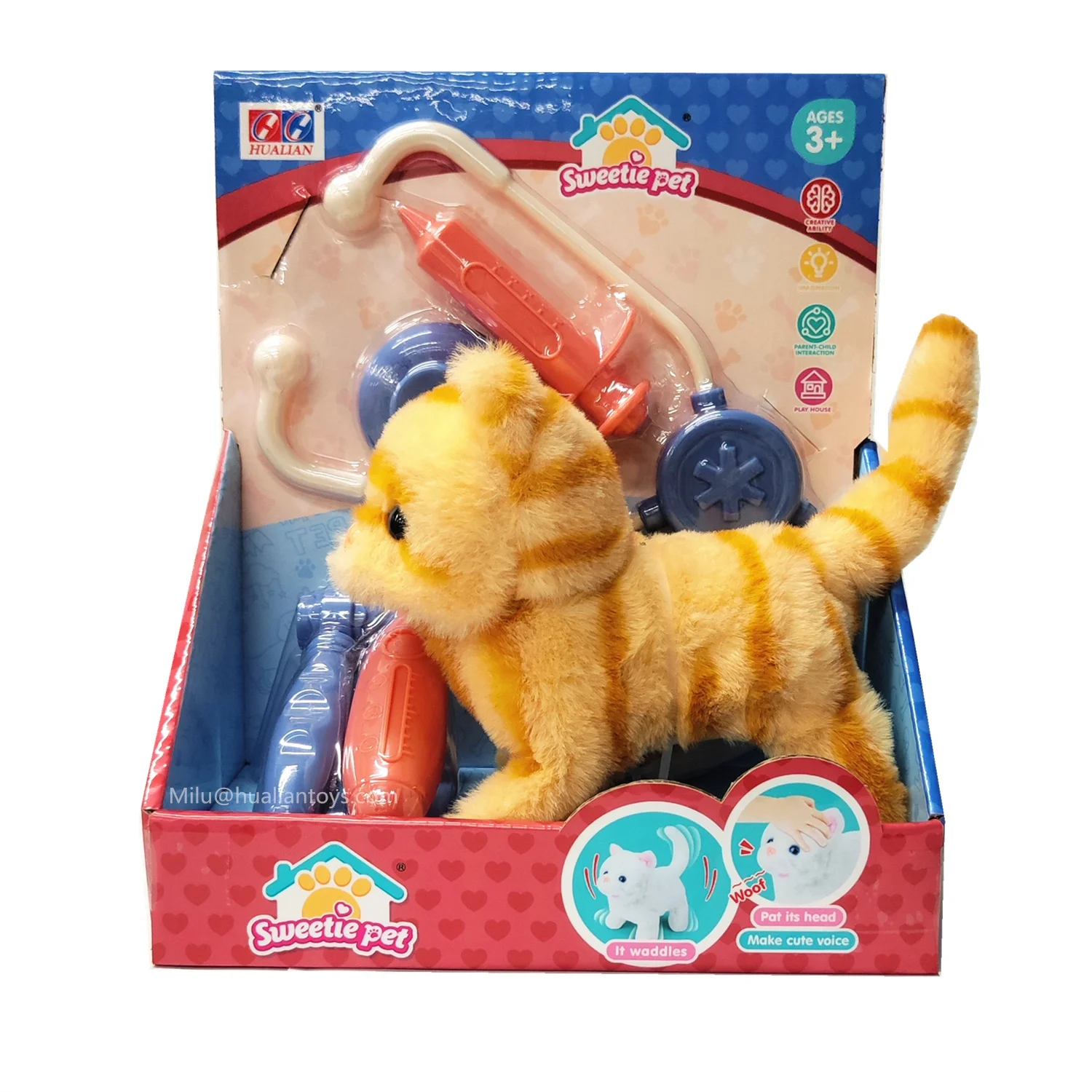 Stuffed animal toys electric pet  walking moving with sounds for plush dog toys kid pet shop care set