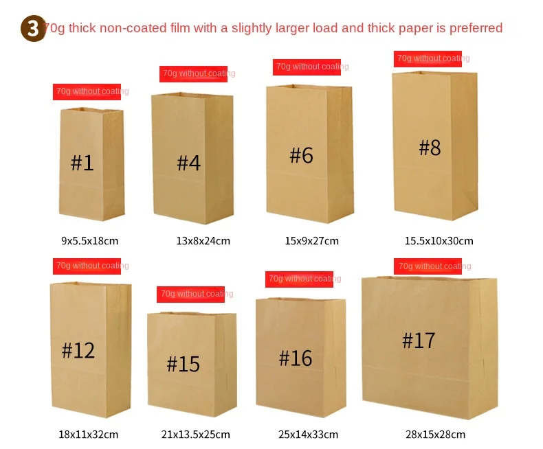 restaurant grocery bag brown take out food packaging recycled kraft paper bag kraft paper food bag with logo