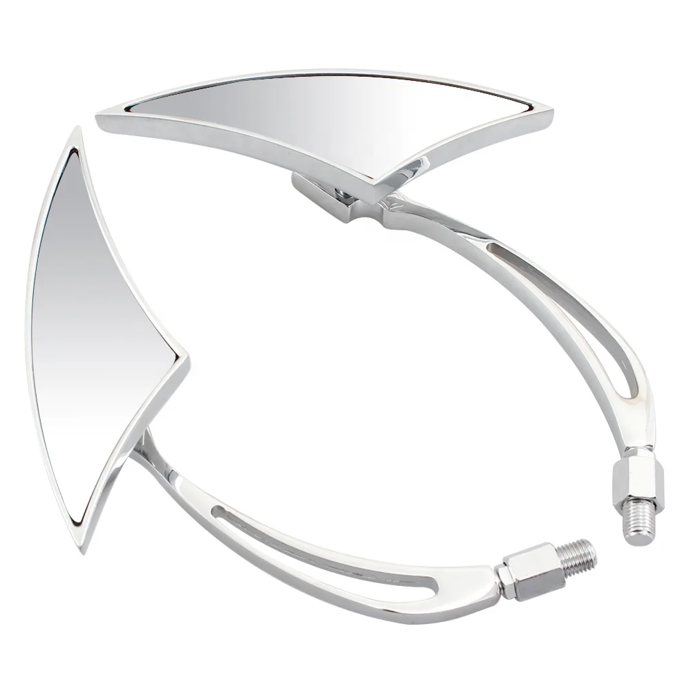 Triangle Custom Rearview Mirrors Black Chrome For Harley Touring Cruiser Chopper Bobber Motorcycle Universal Blind Spot Mirror