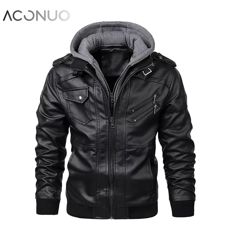 Новый сезон дизайнерская Новая Европейская и американская модная кожаная куртка с капюшоном для мужчин