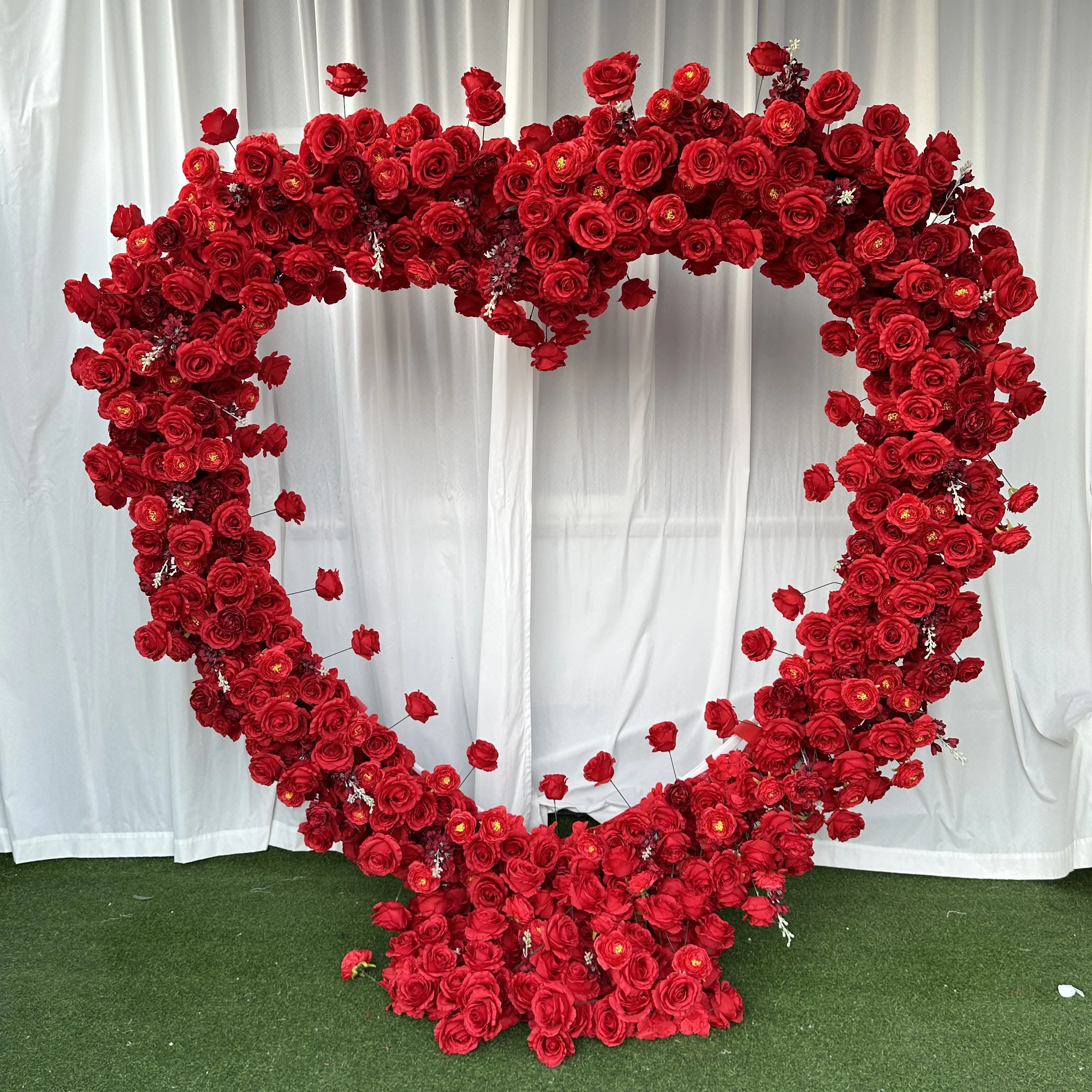 KE-HOA004 Wedding Rose Horn Flower Arch Backdrop Wedding Arch Flower Arrangement Artificial Silk Flower Arch Decoration