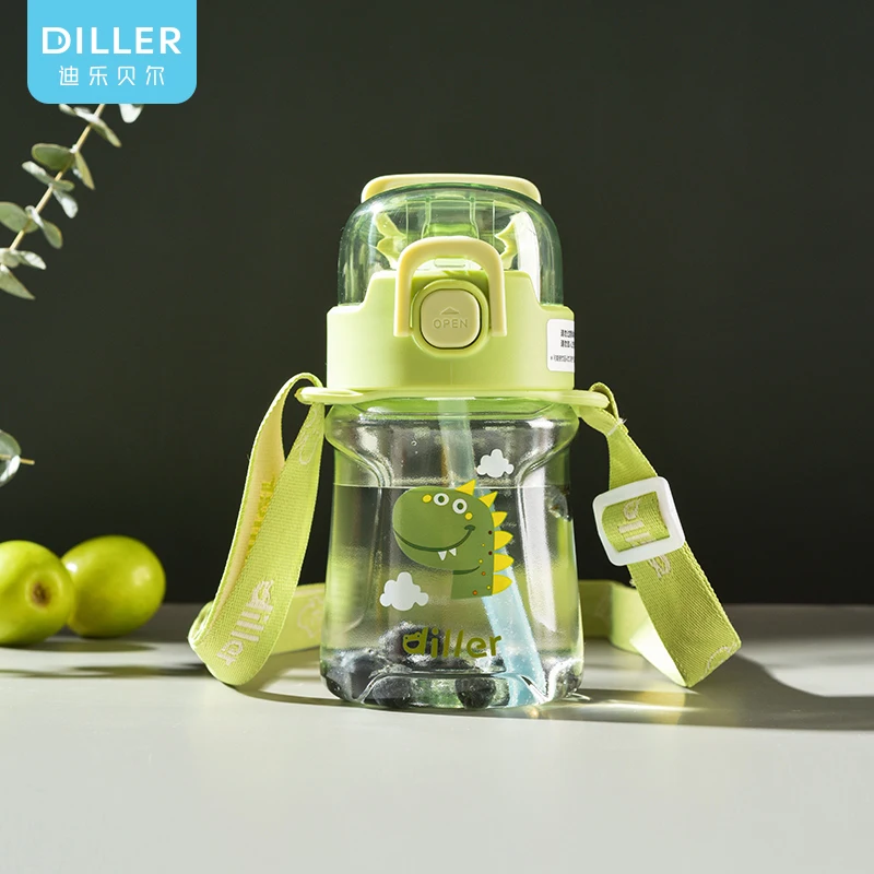 Wholesale Cute Student bpa Free Tritan Drink Bottle Leak-proof Straw Water Bottle With Push-button Lid And Strap