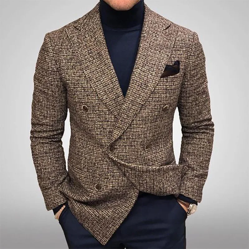 Casual Slim Fit Good Quality Fashion Luxury Tweed Office Blazer For Man