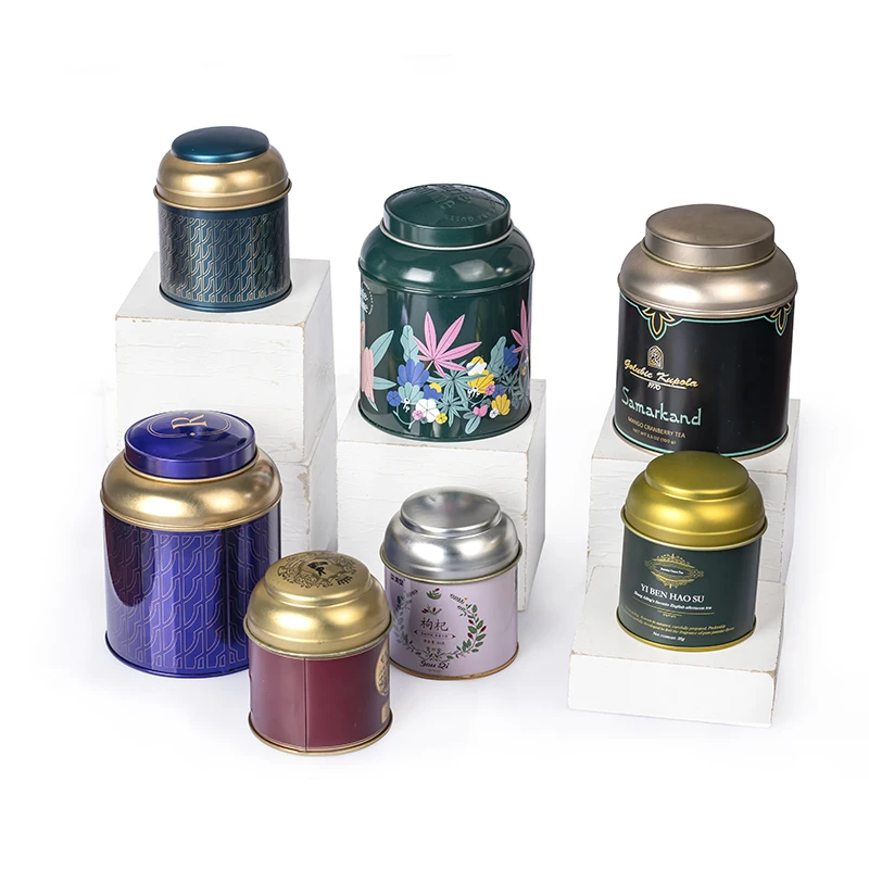 Factory Wholesale Small Jar With Lid Metal Tea Tins For Loose Tea Double Lid Tea Tin Can Custom Printed Coffee Tin Canister