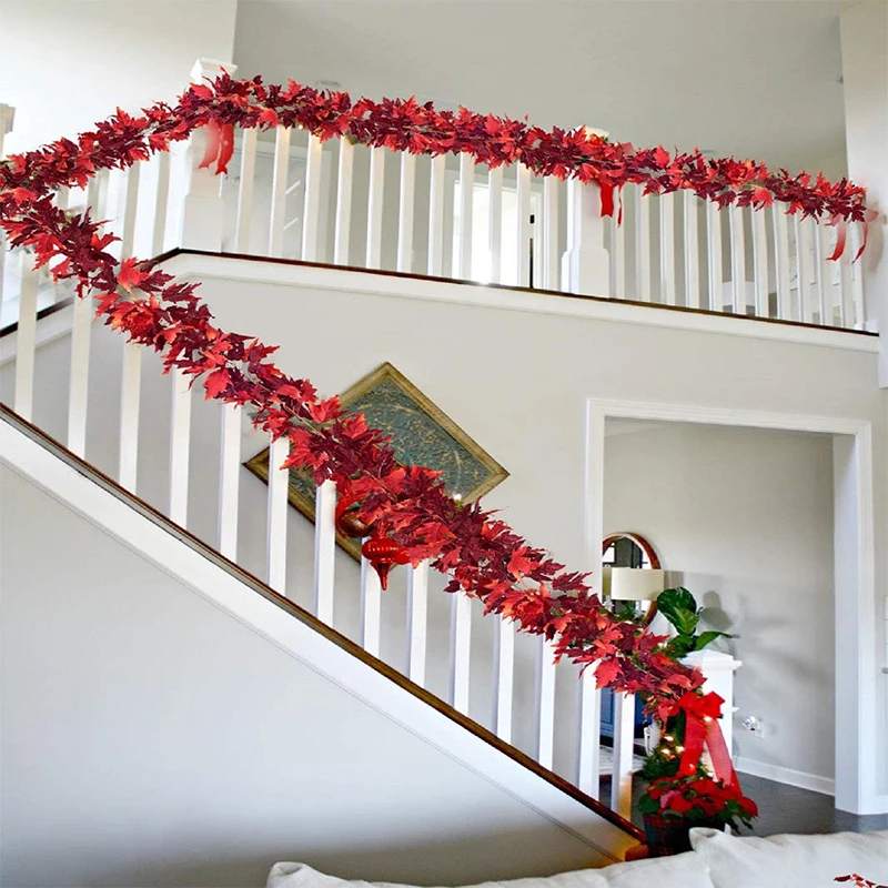 Simulation maple leaf rattan Thanksgiving home decoration wall hanging shooting props 1 piece A artificial rose flower wall wedd