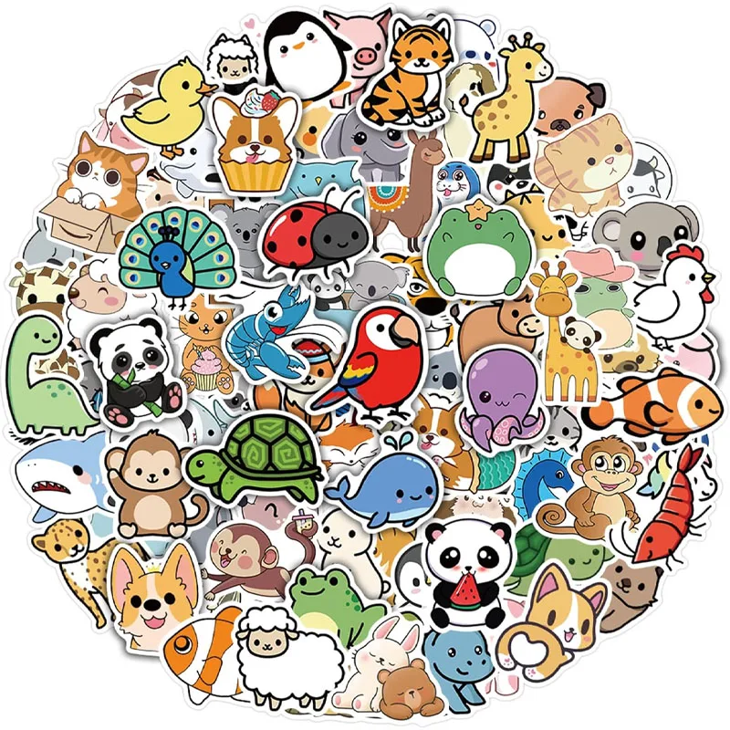 100 Pcs Cute Animal Stickers for Kids Water Bottle Stickers for Kids Waterproof Vinyl Laptop Kids Stickers Pack