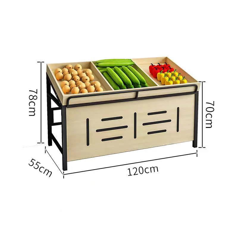 Wooden  fruit vegetable display rack for Supermarkets and convenience stores
