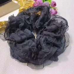 Hot Selling New Fashion Cute Black White Large Lace Hair Ties Ponytail Holder Scrunchies for Women