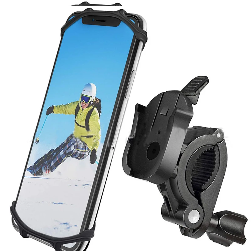 2022 New Upgrade Universal Adjustable Flexible Silicone Band 360 Degree U-Lock Bike Mobile Phone Holder